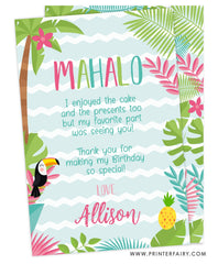 Luau Party Thank You Card