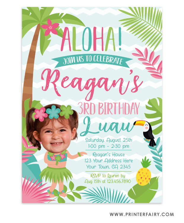 Luau Invitation with Photo