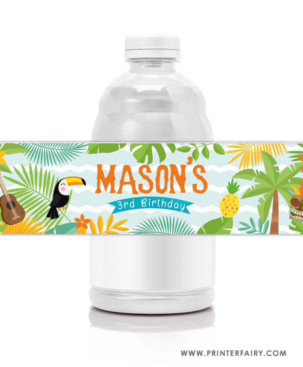 Luau Water Bottle Labels