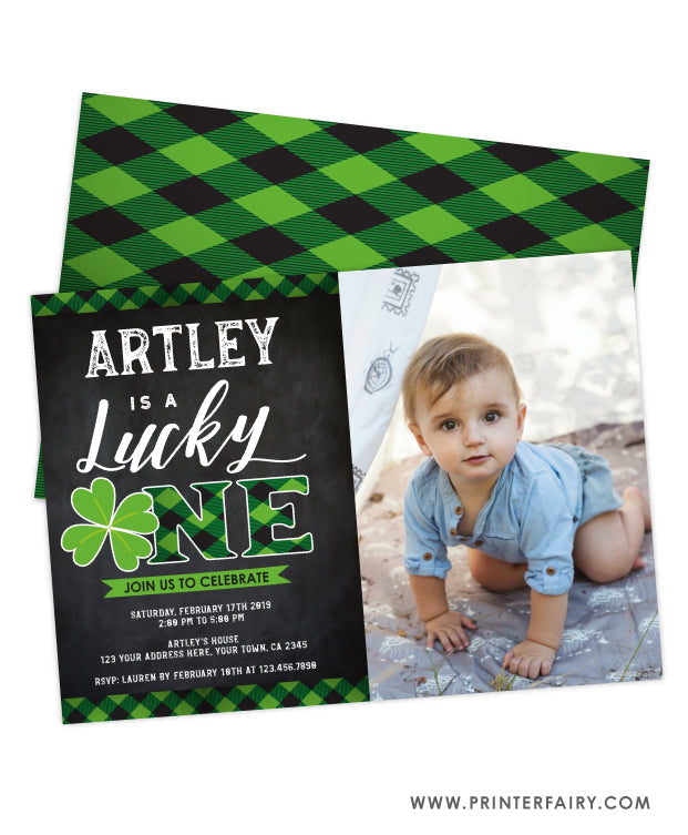 Lucky One Birthday Invitation with Photo