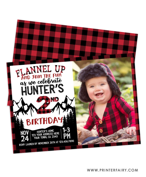 Lumberjack Birthday Invitation with Photo