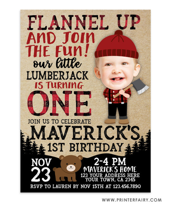 Lumberjack Party Invitation with Photo