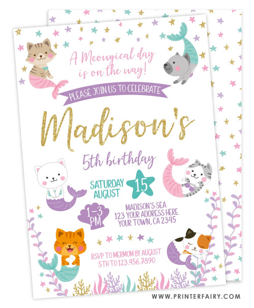 Meowmaids Birthday Invitation