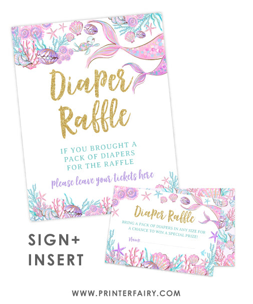 Mermaid Baby Shower Diaper Raffle