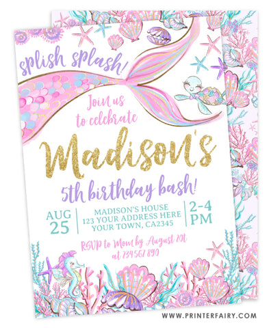 Mermaid Birthday Invitation