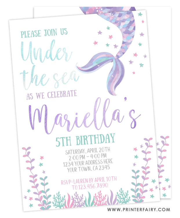 Mermaid Birthday Invitation