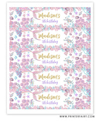 Mermaid Birthday Water Bottle Labels