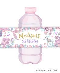 Mermaid Birthday Water Bottle Labels