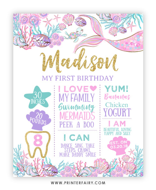 Mermaid Birthday Board
