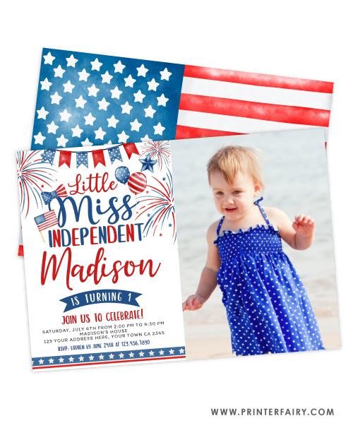 Miss Independent Birthday Invitation with photo
