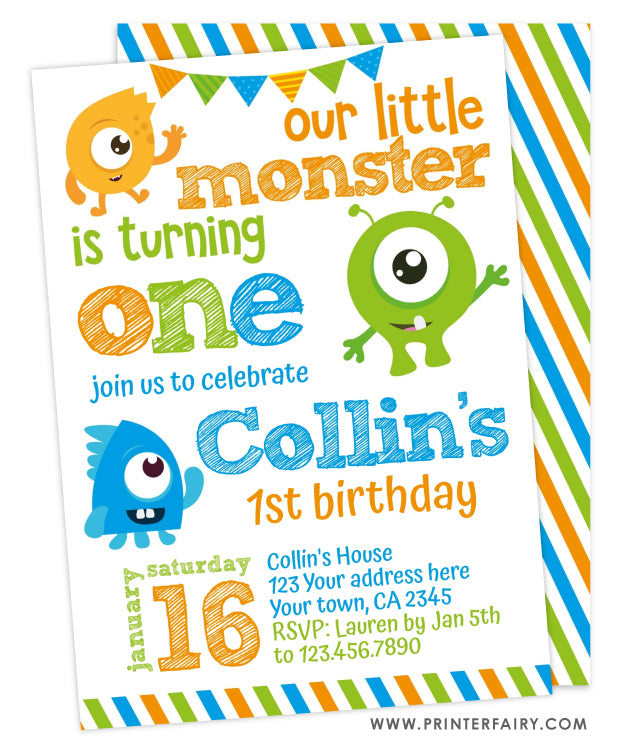 Little Monster Birthday Party Invitation