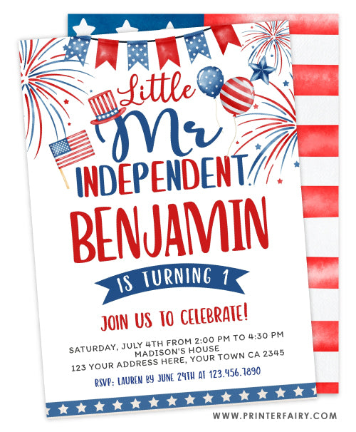 Mr Independent Birthday Invitation