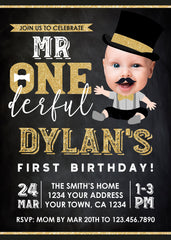 Mr. Onederful Birthday Invitation with Photo