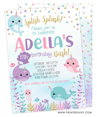 Narwhal Birthday Invitation