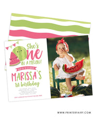 One in a Melon Birthday Invitation with Photo