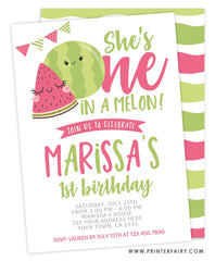 One in a Melon Birthday Invitation