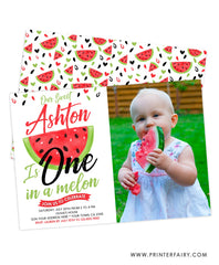 One in a Melon Birthday Invitation with Photo