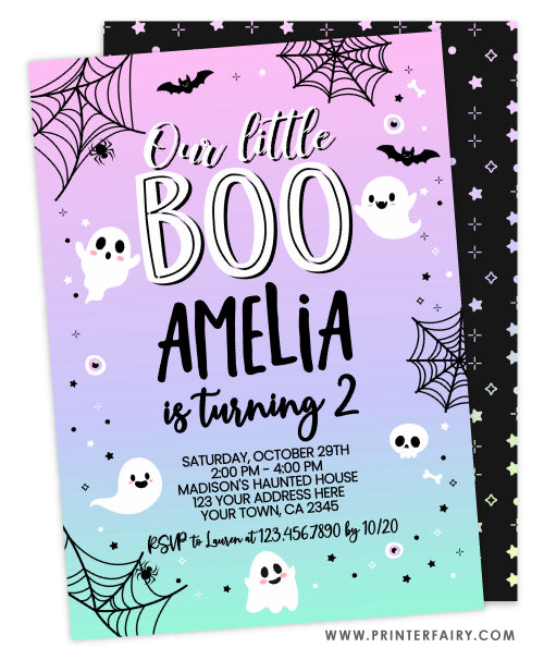 Our Little Boo Halloween Birthday Invitation