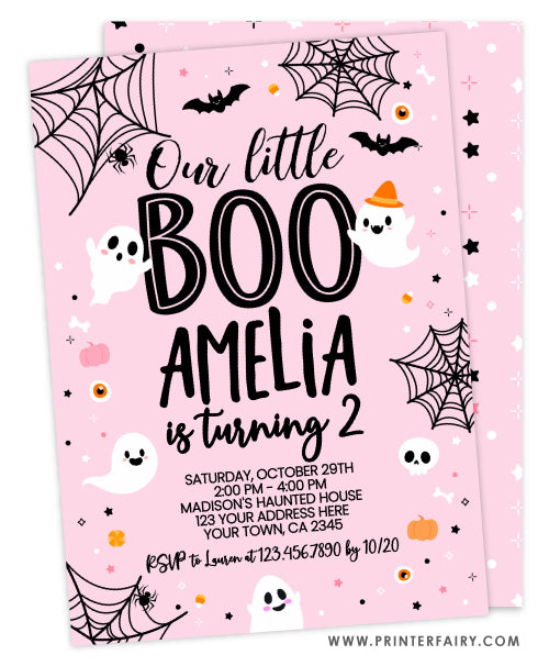 Our Little Boo Halloween Birthday Invitation