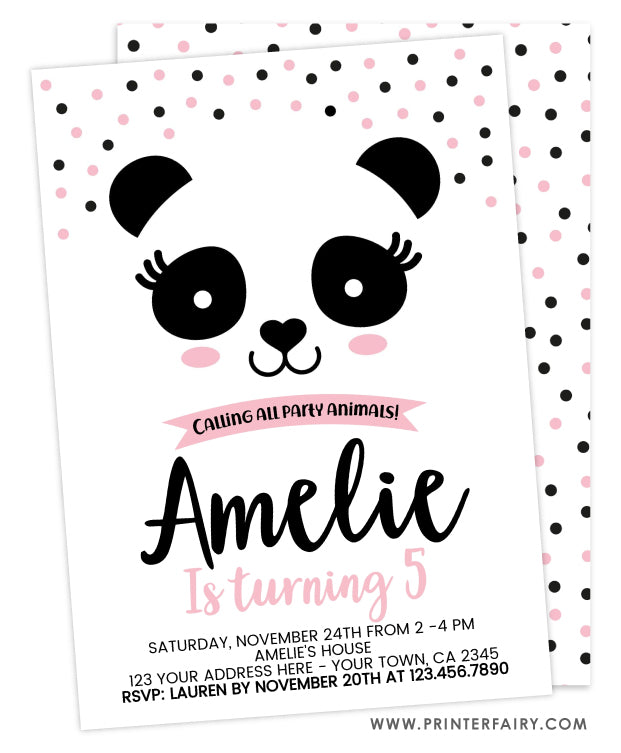 Panda Birthday Invitation