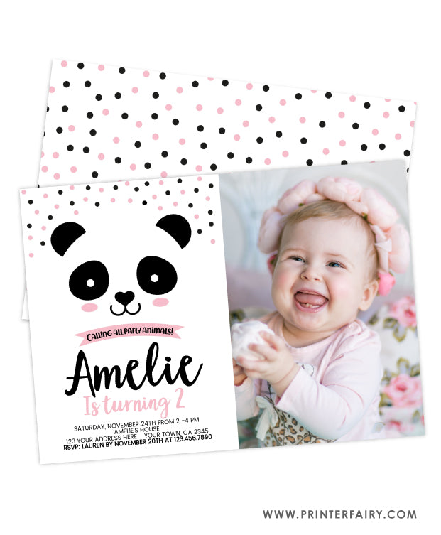 Panda Birthday Invitation with Photo