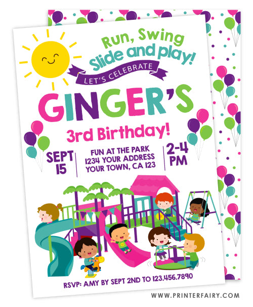 Park Birthday Invitation