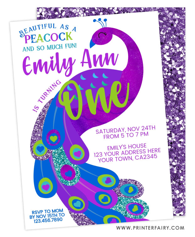 Peacock Birthday Invitation