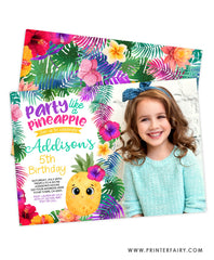 Pineapple Birthday Party Invitation with photo