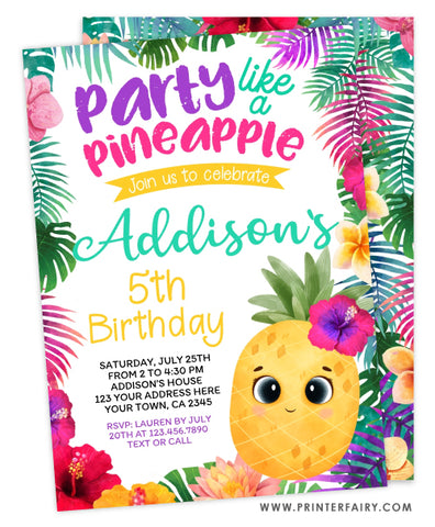 Pineapple Birthday Party Invitation