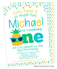 Pineapple First Birthday Invitation