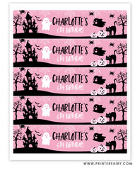 Pink a Boo Water Bottle Labels