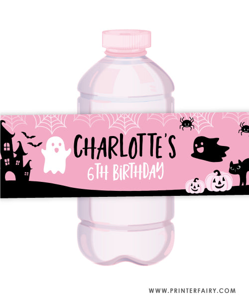 Pink a Boo Water Bottle Labels