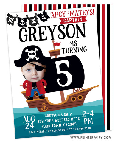 Pirate Birthday Invitation - Place Your Face