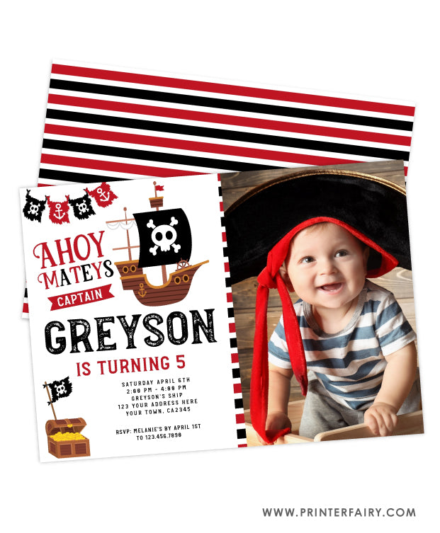 Pirate Birthday Invitation with Photo