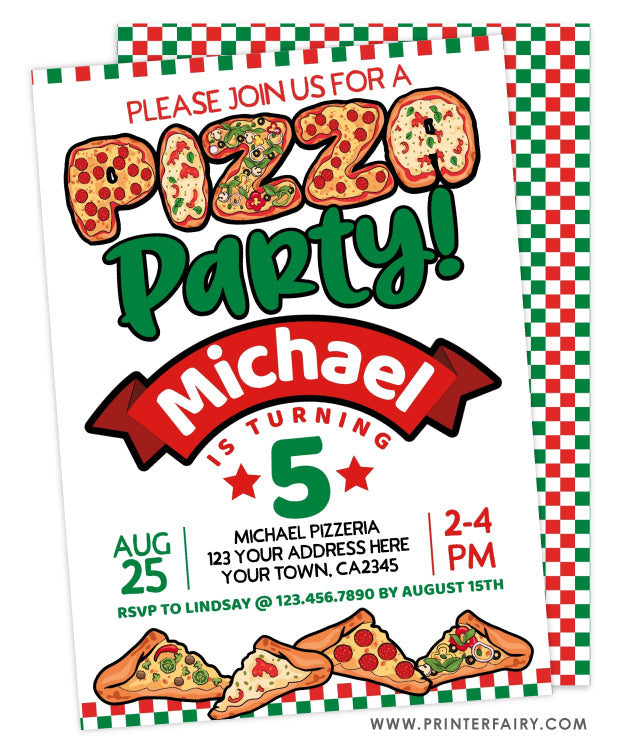 Pizza Birthday Party Invitation