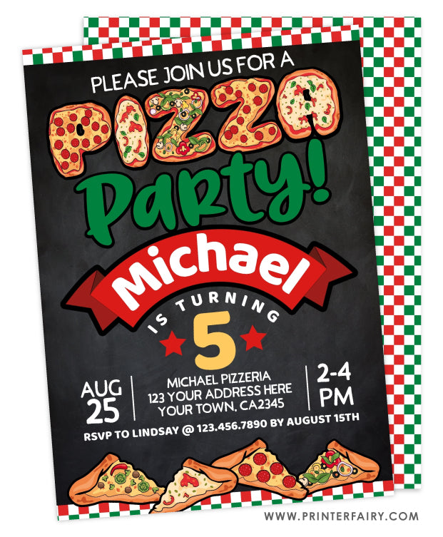 Pizza Birthday Party Invitation