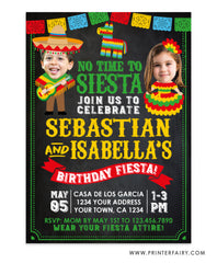 Mariachi & Señorita Fiesta Invitation with Photo for Siblings