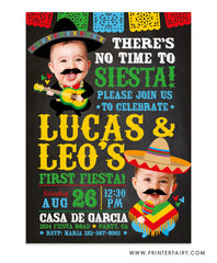 Baby Mariachi Fiesta Invitation with Photo for Siblings