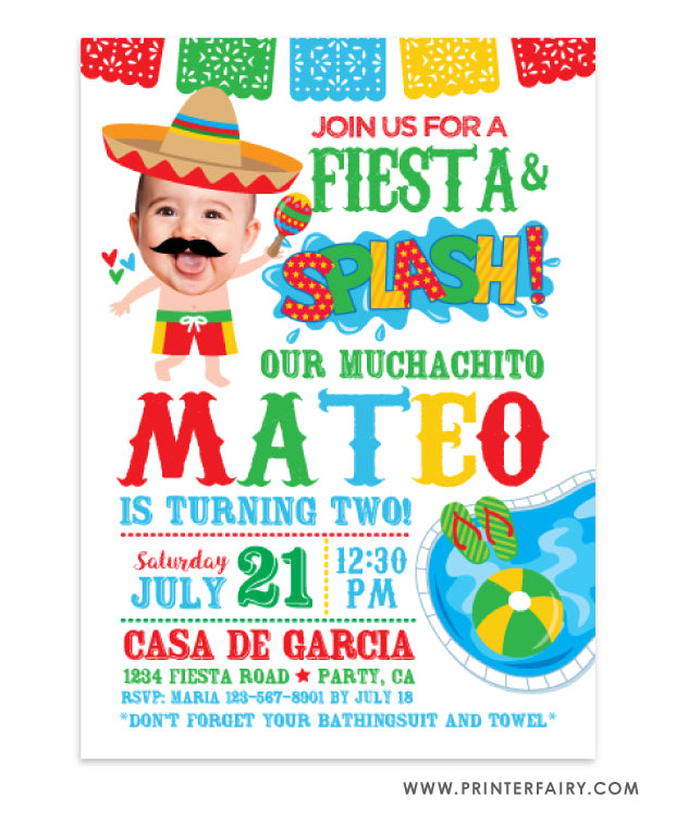 Pool Fiesta Invitation with Photo