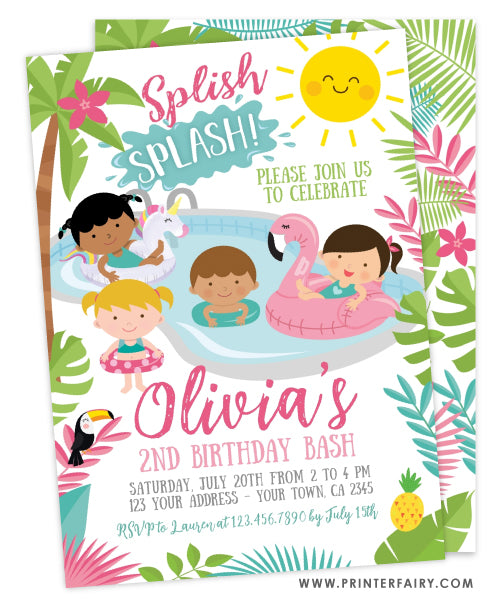 Pool Party Birthday Invitation