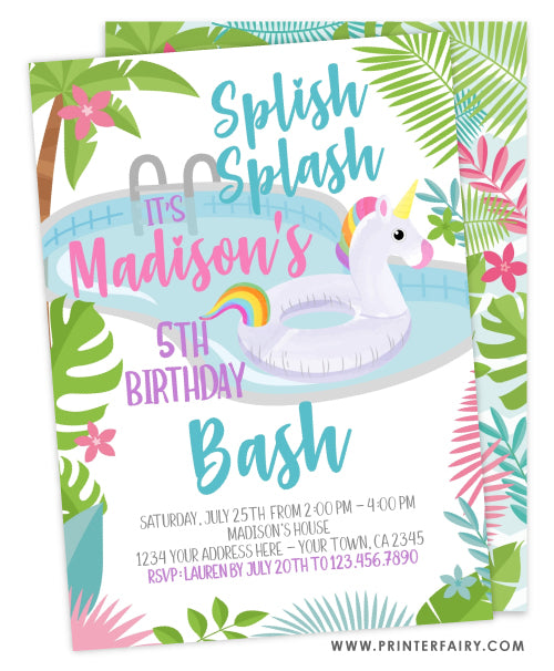 Pool Party Invitation Birthday Bash