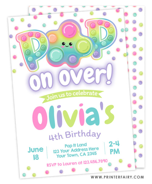 Pop It Birthday Invitation