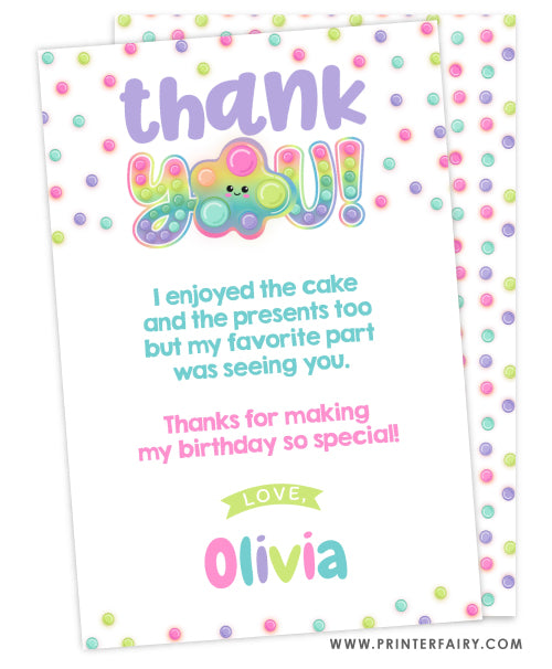 Pop It Birthday Thank You Card | PrinterFairy