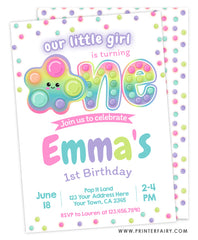 Pop It First Birthday Invitation