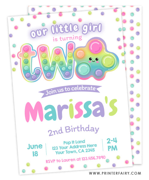 Pop It Second Birthday Invitation