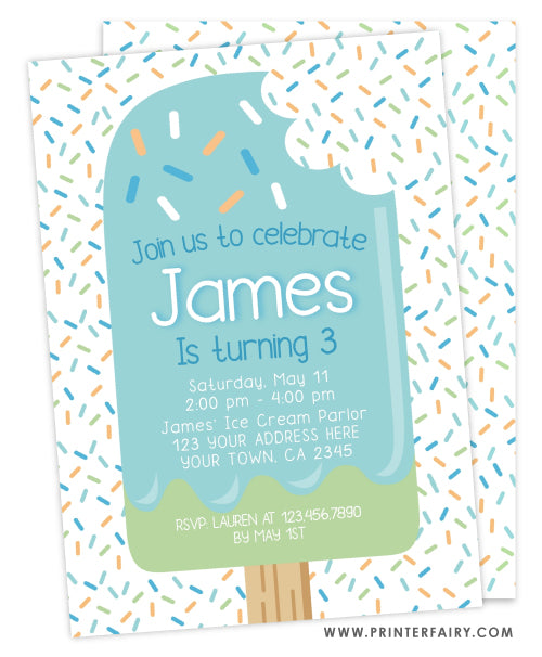 Popsicle Birthday Party Invitation