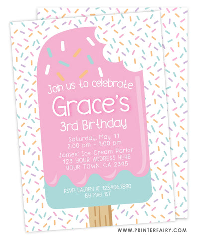 Popsicle Birthday Party Invitation