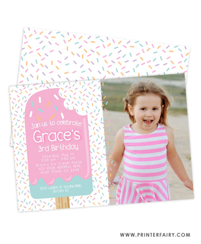 Popsicle Birthday Party Invitation with Photo