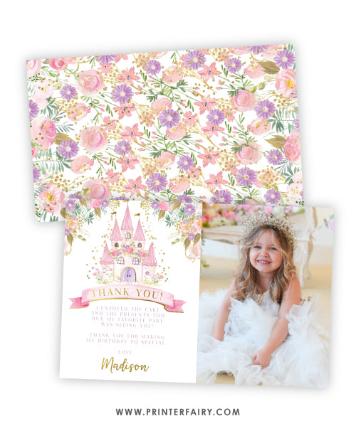 Princess Castle Thank You Card with Photo