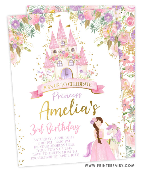 Princess & Unicorn Castle Invitation